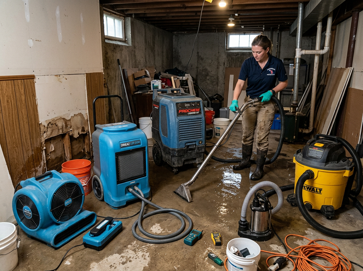 Common Equipment Used for Flooded Basement Cleanup in Michigan
