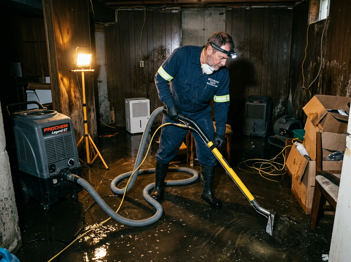 water damage restoration work by Michigan Flood Response in Ypsilanti, Michigan